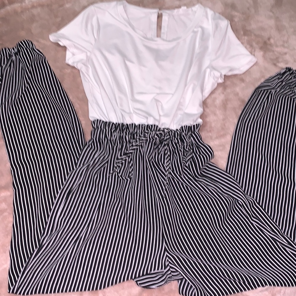 Striped pant jumpsuit